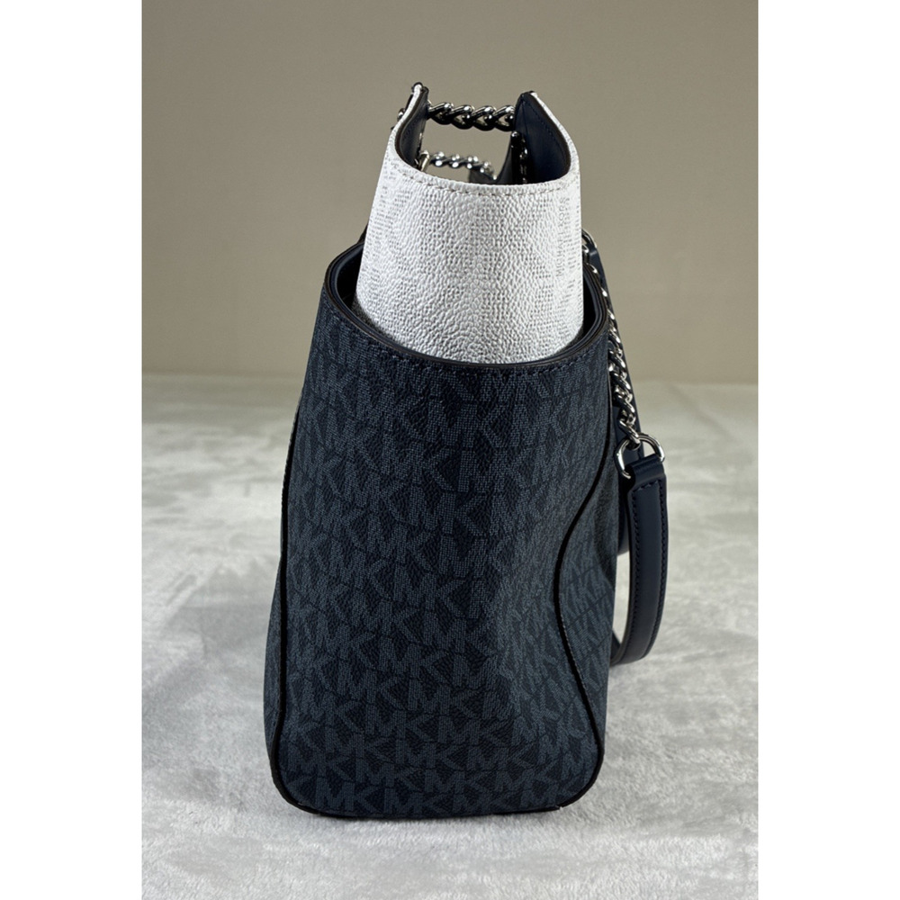 NWT Michael Kors Jet Set Travel Large Chain Shoulder Tote Bag Navy Multi Charity - Picture 4 of 16